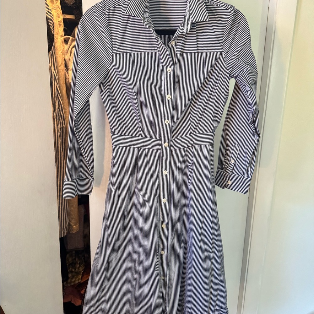 Striped Navy and White Shirt Dress